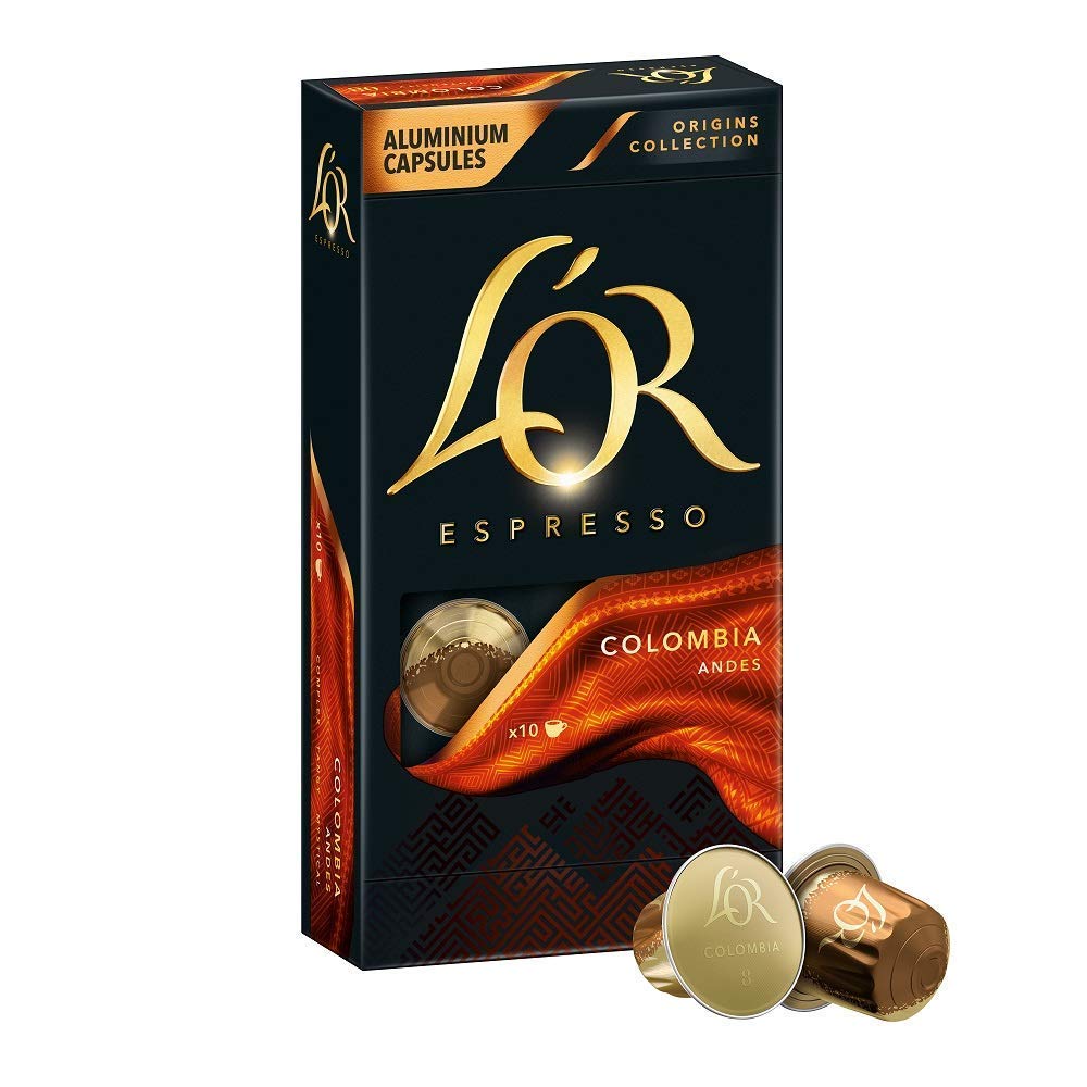 L'OR Kaffeekapseln Espresso Colombia, 100 Nespresso®* kompatible Kapseln, 10er Pack, 10 x 10 Getränke