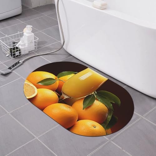 CSGJMYGS Orangensaft Kieselgur Badematte, weiche Badewannenmatte, rutschfest, super saugfähig, Badezimmer-Bodenmatte, schnell trocknend, Kieselgur Badematten für Badezimmer, 60 x 40 cm