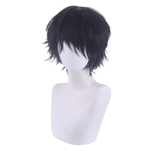 WCCNKK Jujutsu Kaisen Fushiguro Megumi Cosplay Perücke, Kurze Schwarze Haare, Mit Kostenloser Perückenkappe,Halloween Kostüm Perücke, Für Party Karneval Weihnachten, Dekoratives Geschenk