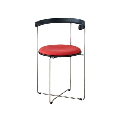 FUHAI-666 Esszimmerstuhl Klappstuhl Haushalt Holz Esszimmerstuhl Einfacher moderner Restaurant Freizeitstuhl mit Rückenlehne Schlafzimmer Make-up Stuhl Kaffeestuhl(Black Red)