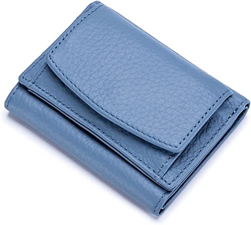 VSULZVNU Kartenetuis aus echtem Leder, Damengeldbörse, Mini-Münzgeldbörse, kleine Geldbeutel, Damen-Tasche, Kartenhalter, kleine Clutch-Tasche (Farbe: Blau)