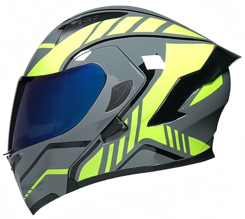 Modularer Motorradhelm, ECE-Zugelassener, Hochklappbarer Vollgesichts-Motorradhelm, Zugelassene Leichte ABS-Schale, Geeignet Für Unisex G,XXL60-61CM