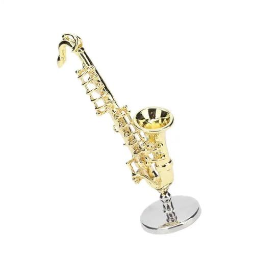 Ornamente für Musikinstrumente Mini-Saxophon Mit Sockel, Miniatur-Musikinstrumentenmodell Für Die Heimdekoration