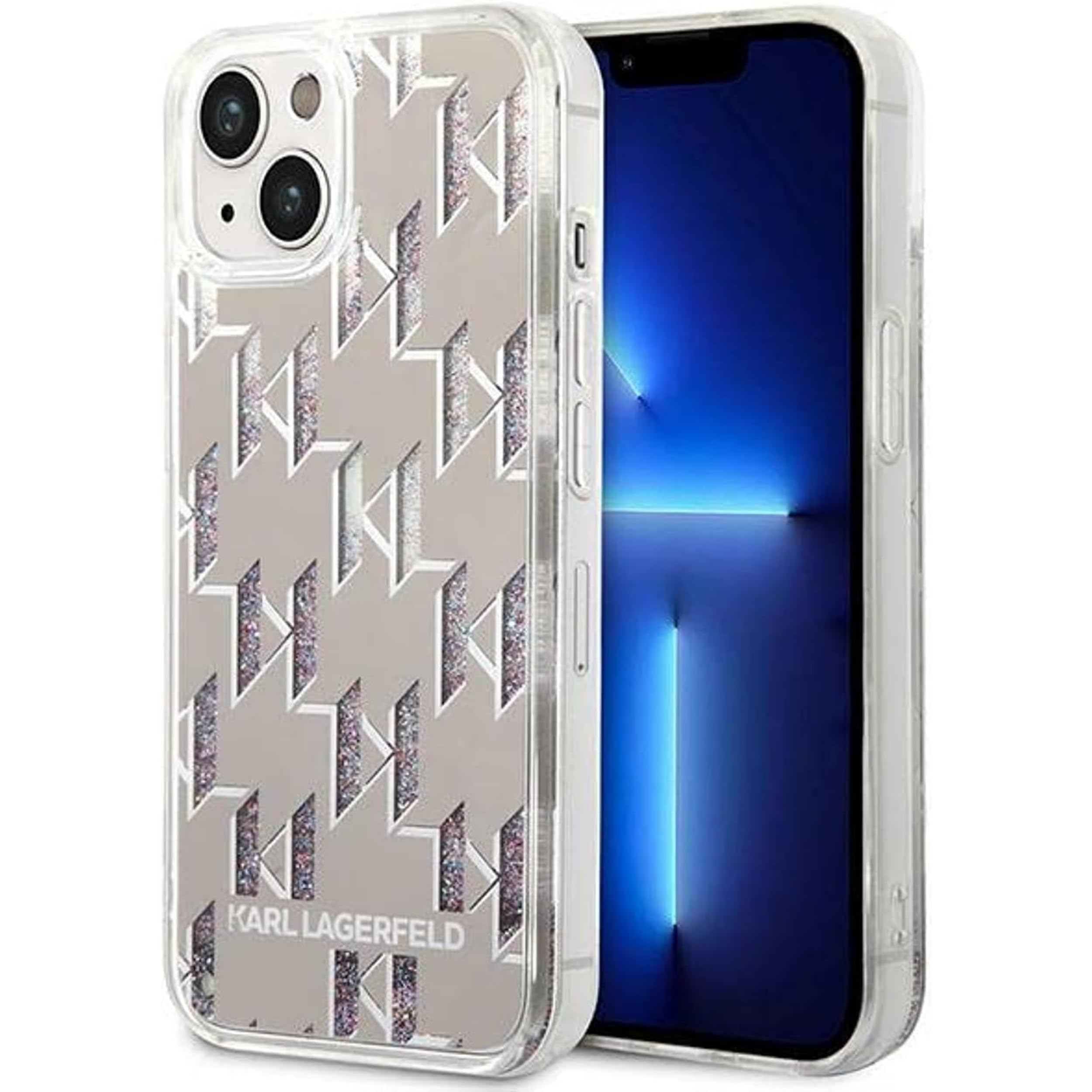 KARL LAGERFELD KLHCP14SLMNMS hülle für iPhone 14 6,1" hardcase Silber/Silver Liquid Glitter Monogram