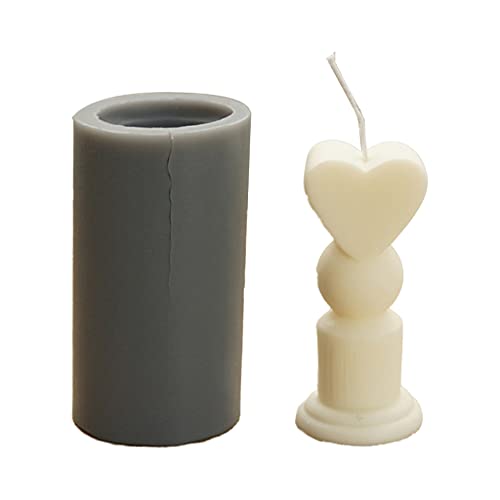 CANNXI Kerzenformen, 3D-Mond-Herz-Schlagstock-Silikon-Kerzenform, handgefertigt, Zylinderform, Seife, Kuchen, Backen, Fondant, Lotion, Form für Kunst, Handwerk