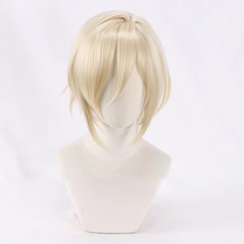 WCCNKK Anime Cosplay Ensemble Stars 2 Tenshouin Eichi Cosplay-Perücke, Blonde Kurze Haare, Kostümparty, Anime-Show, Cosplay-Event, Geschenk Für Anime-Fans