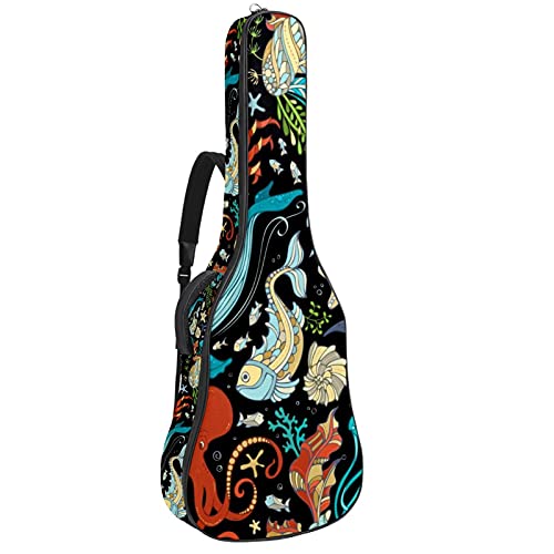 Gitarrentasche Schutz- und Transporttasche für akustische und klassische Gitarren wasserfest und gepolstert Cartoon Ozean 108.9x42.9x11.9 cm