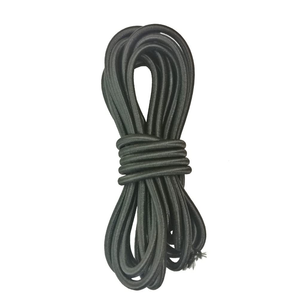 Kajak Paddel Leine, Elastisches Bungee-Seil for Bootskajaks, Paddelleine, Kanu-Angelrutenleine, Surf-Zurrgurt, Dachgepäckträger, dehnbares, aufgerolltes Schlüsselband for Kajaks(Black,15M 5mm)