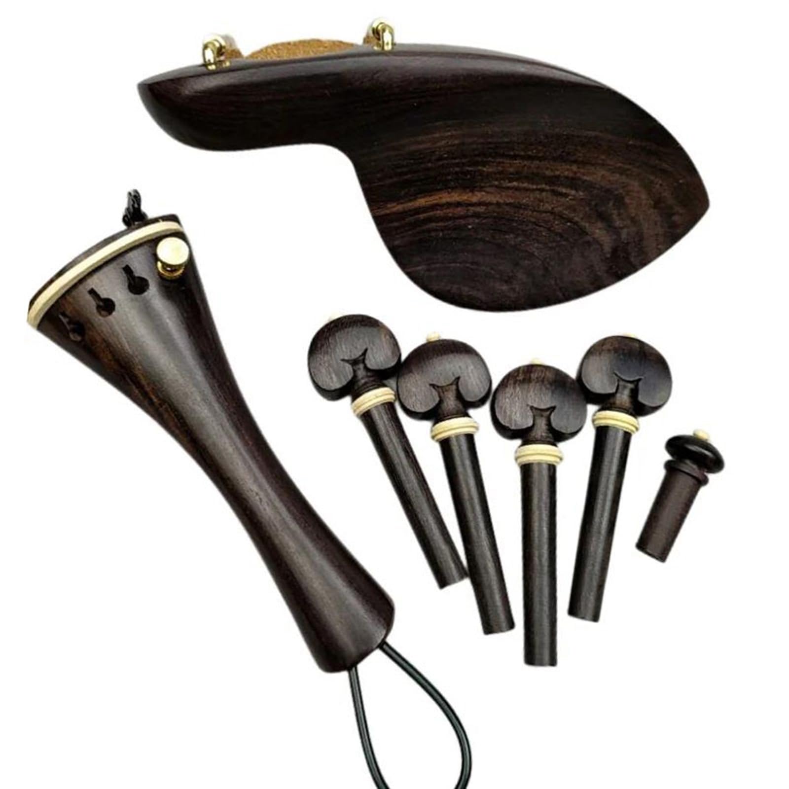 Zubehör Kit für Violine 4/4 Natürliche Ebenholz Violine Zubehör Geige Pegs Kinnhalter Saitenhalter Endpin Finetuner Halterung