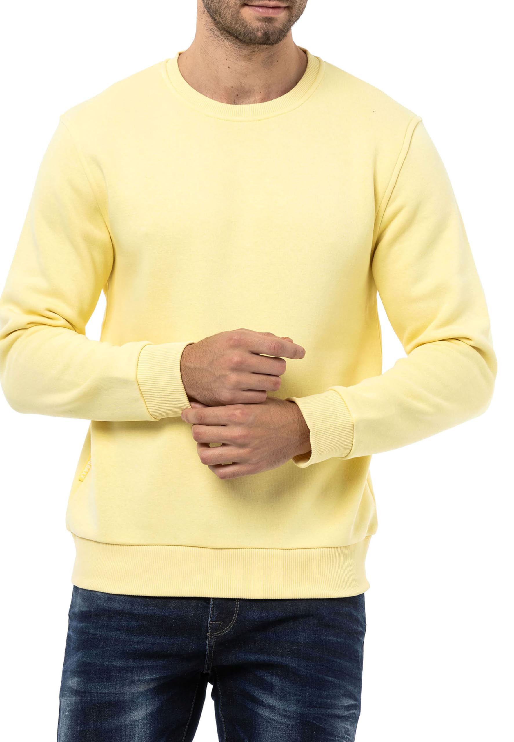 Cipo & Baxx Herren Sweatshirt Rundhalsausschnitt Basic Pullover Hoodie Sweater CL558 Gelb S