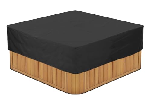 BaCover Outdoor Quadrat Whirlpool-Abdeckung, Allwetter Garten Spa Abdeckung aus 210D Oxford, Wasserdicht, Staubdicht, UV-geschützt Poolabdeckung,Schwarz,239x239x50cm