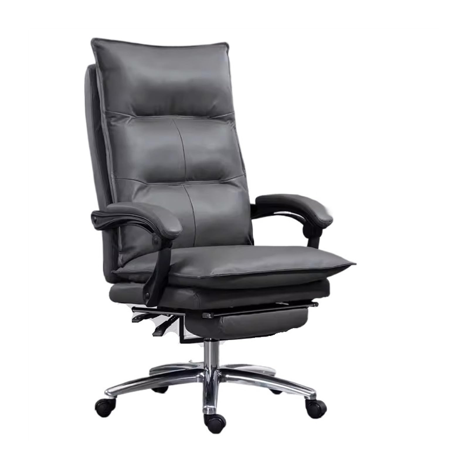 Zhaoj24-05 Bürostuhl Ergonomischer Bürostuhl aus Leder, ergonomisch, hohe Rückenlehne, bequemes Kissen, verstellbar, drehbar, rollbar, for Zuhause, Chefsessel Schreibtischstuhl(Grigio)