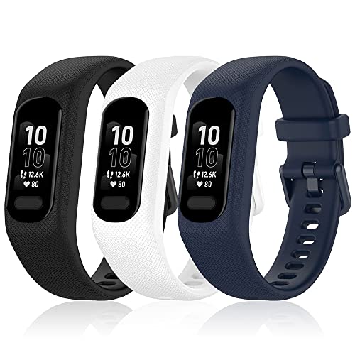 BANDKIT 3 Stück weiche Silikonbänder für Garmin Vivosmart 5 Armbänder Ersatz Sport Bunte Band für Vivosmart 5 Armbänder, Achat