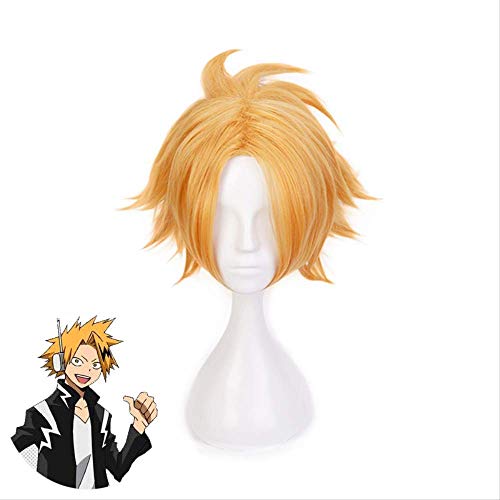 LINLINCD-Anime Coer Wig. BOKU Kein Held Akademie Kaminari Denki Perücke Cosplay Kostüm Mein Held Akademie Männer Kurze Synthetische Haarspartung Rollenspielperücken