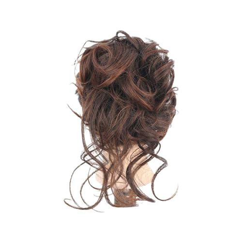 Haarknoten, Clip-Perücke, flauschig, weich, realistisch, natürlicher Look, Haarnadeln, schwarz-braune Perücke for Damen,für Hochsteckfrisur-Perücke(Color:Light Brown)