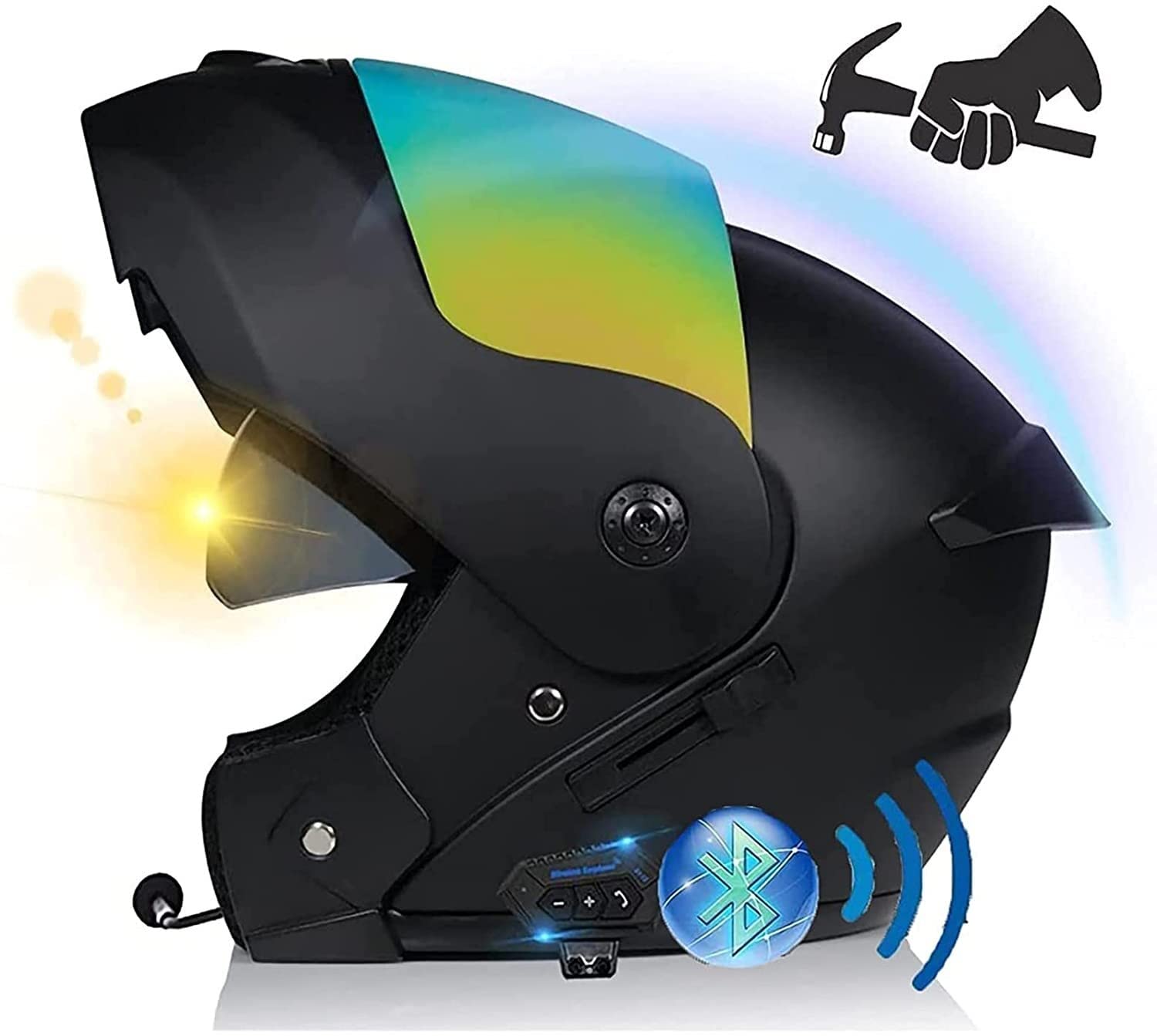 NZKW Klapphelme Integrierter Bluetooth-Motorradhelm Modularer Helme,ECE Zertifiziert Integralhelm Motorradhelm Doppelvisier Modularer Helm Rollerhelm Sturzhelm Für Damen Und Herren