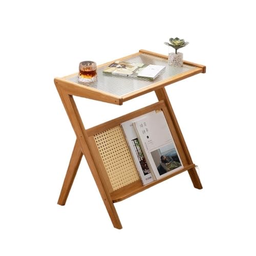 Beistelltisch Kleiner Couchtisch mit Aufbewahrung, mobile Teestation for Wohnzimmer, modernes und minimalistisches Design for Teeservice und Servieren Kaffeetisch Kleiner Sofatisch(Beige,45cm)