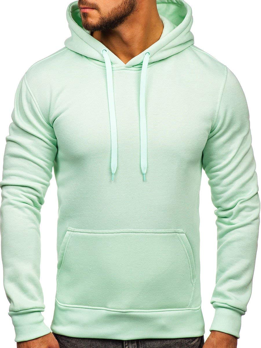 BOLF Herren Kapuzenpullover Hoodie Sweatshirt mit Kapuze Pullover Pulli Langarmshirt Freizeit Sport Fitness Outdoor Casual Style 2009 Mint M [1A1]