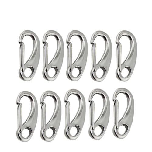 AQXYYWEI 10 STÜCKE 304 Edelstahl Eiform Federkarabinerhaken 40mm 50mm 70mm Rigging Hardware Schnappfederhaken Edelstahl(40mm)