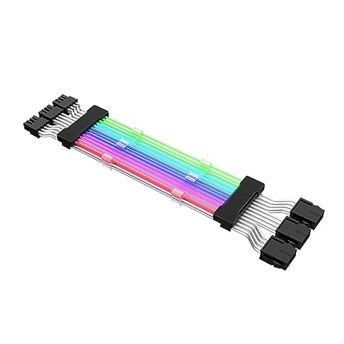 Qsvbeeqj ARGB GPU-Verlängerungskabel, 8-polig, Regenbogengehäuse, Beleuchtungsstreifen, 24-polig, RGB-Verlängerungskabel, passt auf Motherboard-Verlängerungskabel