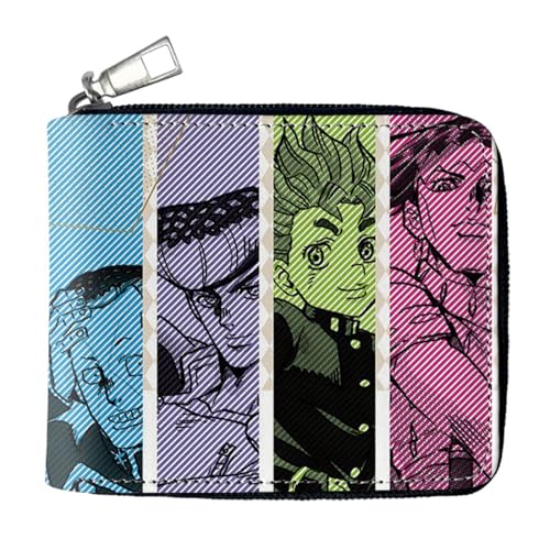 RYNDEX Jo-Jo's Bizar-re Adventu-re Portefeuille D'anime, Dessin Animé Portefeuille en Cuir Artificiel, Mädchen Geldtasche mit Münzfach und Geldscheinfach(Color:Multicolor 5)