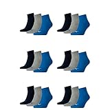 PUMA 18 Paar Unisex Quarter Socken Sneaker Gr. 35-49 für Damen Herren Füßlinge, Farbe:277 - blue/grey mélange, Socken & Strümpfe:39-42