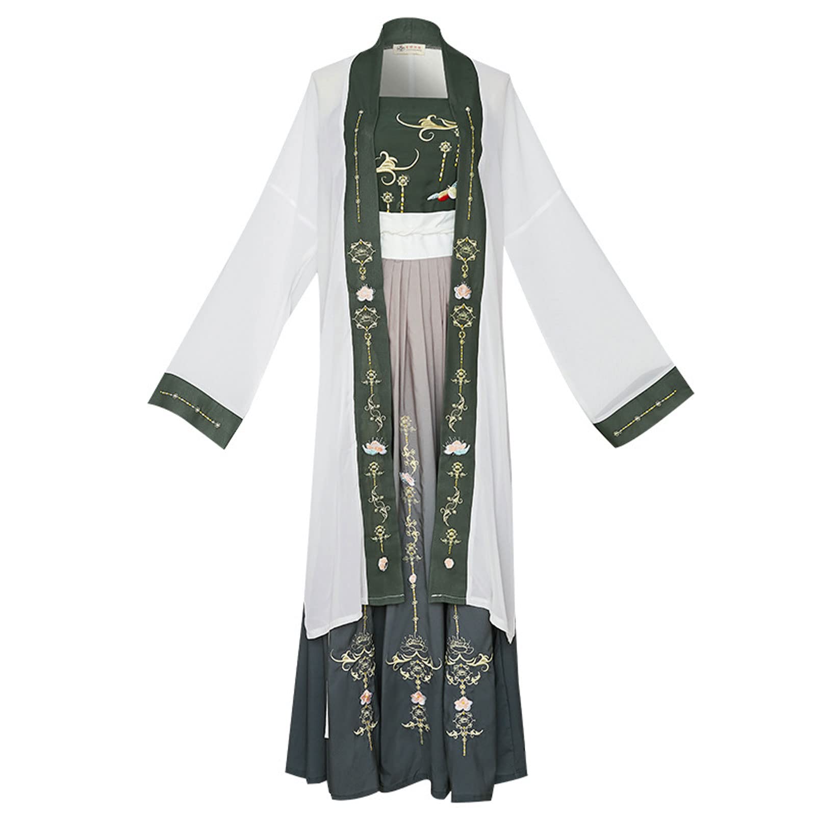 OZMDXKJ Traditionelles chinesisches Kostüm, antike Hanfu-Stickerei, schwingender Rock für Damen, Größe S = 150-156 cm, Blau