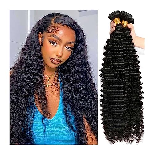 Human Hair Bundles 10A tiefe Welle brasilianische Remy Haarbündel 1/3/4 natürliche Farbe 100% Wasserwelle lockige Menschenhaarverlängerung for Frauen human hair weave (Size : 14inches 1 Bundle)