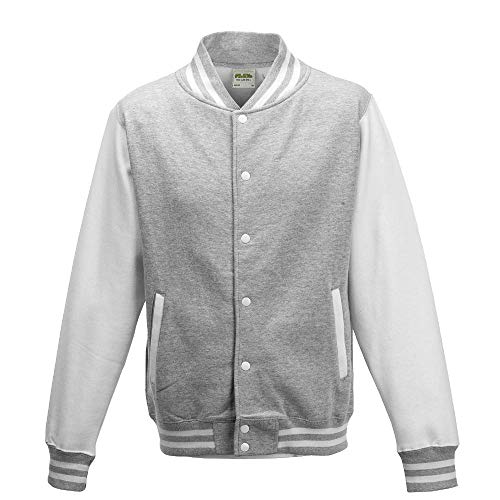 Just Hoods - Unisex College Jacke 'Varsity Jacket' BITTE DIE JH043 BESTELLEN! Gr. - XS - Heather Grey/White