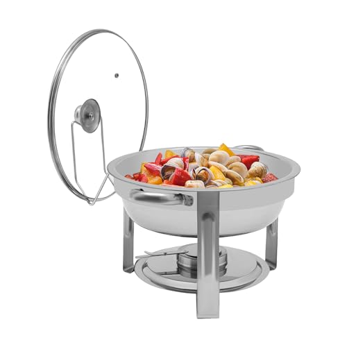 5L Chafing Dish Buffet Set, Edelstahl-Chafing Dishes für Buffet mit Glasdeckel, Chafers und Buffet-Wärmer-Sets, Speisenwärmer für Catering, Partys und Hochzeiten, 5QT