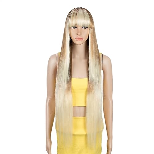 Perücken 36 Zoll Cosplay synthetische Perücke mit Pony lange gerade Perücke Ombre Blonde farbige Perücke Perücke for Frauen Perücke for schwarze Frauen synthetische Perücke Frauen Perücke (Color : 4