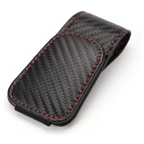 Ashild Auto Brillenhalter für BMW 1er 3er 5er 7er X1 X3 X5 X7, Leder Magnetische Sonnenbrillenhalter Brillenclip Sonnenblende Kratzfestigkeit Interieur Accessoires,F/Carbon Fiber Black