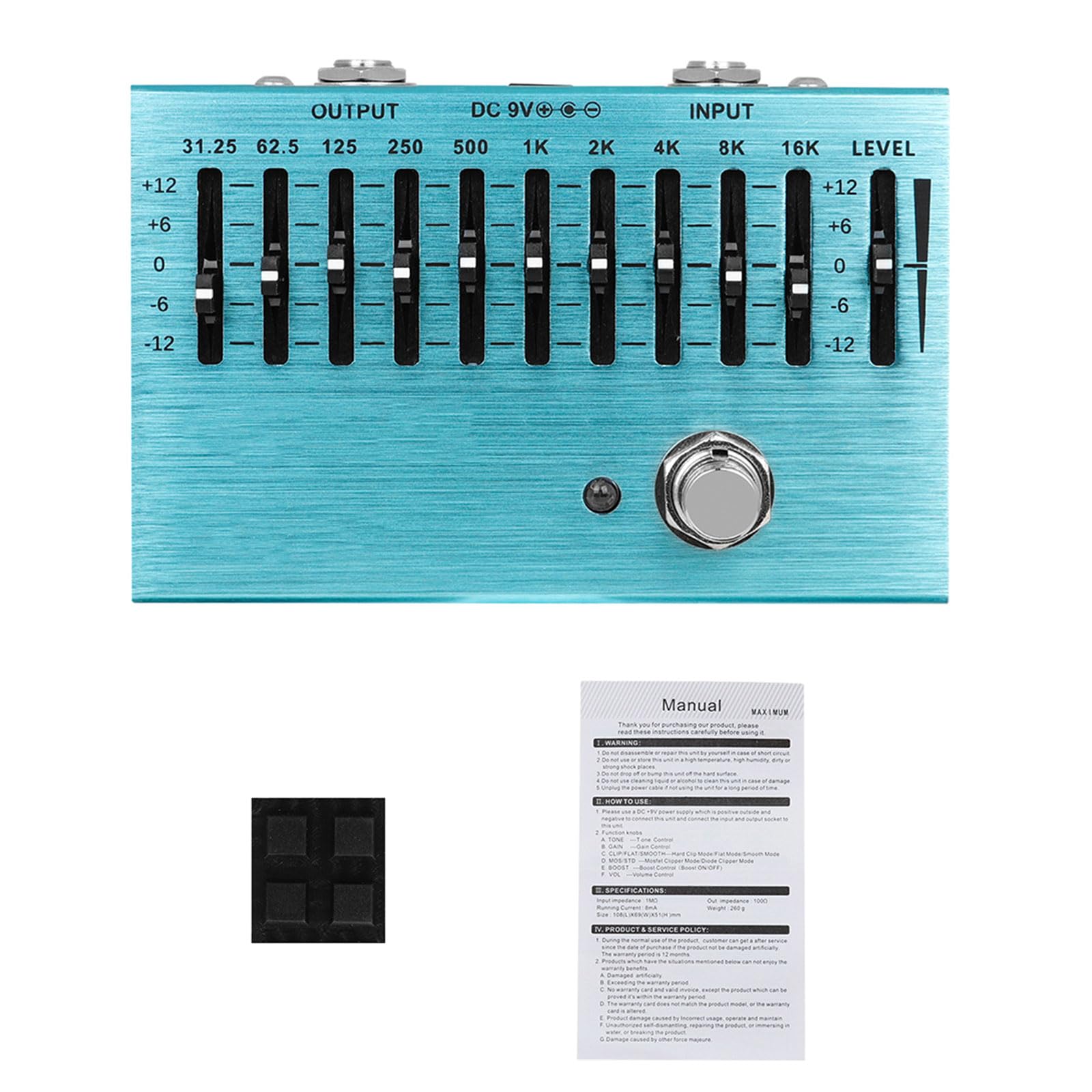 Professioneller 10-Band-Equalizer-Pedal, Equalizer, breite Frequenzsteuerung, tragbares Equalizer-Gerät, Legierung, Textur für Gitarre