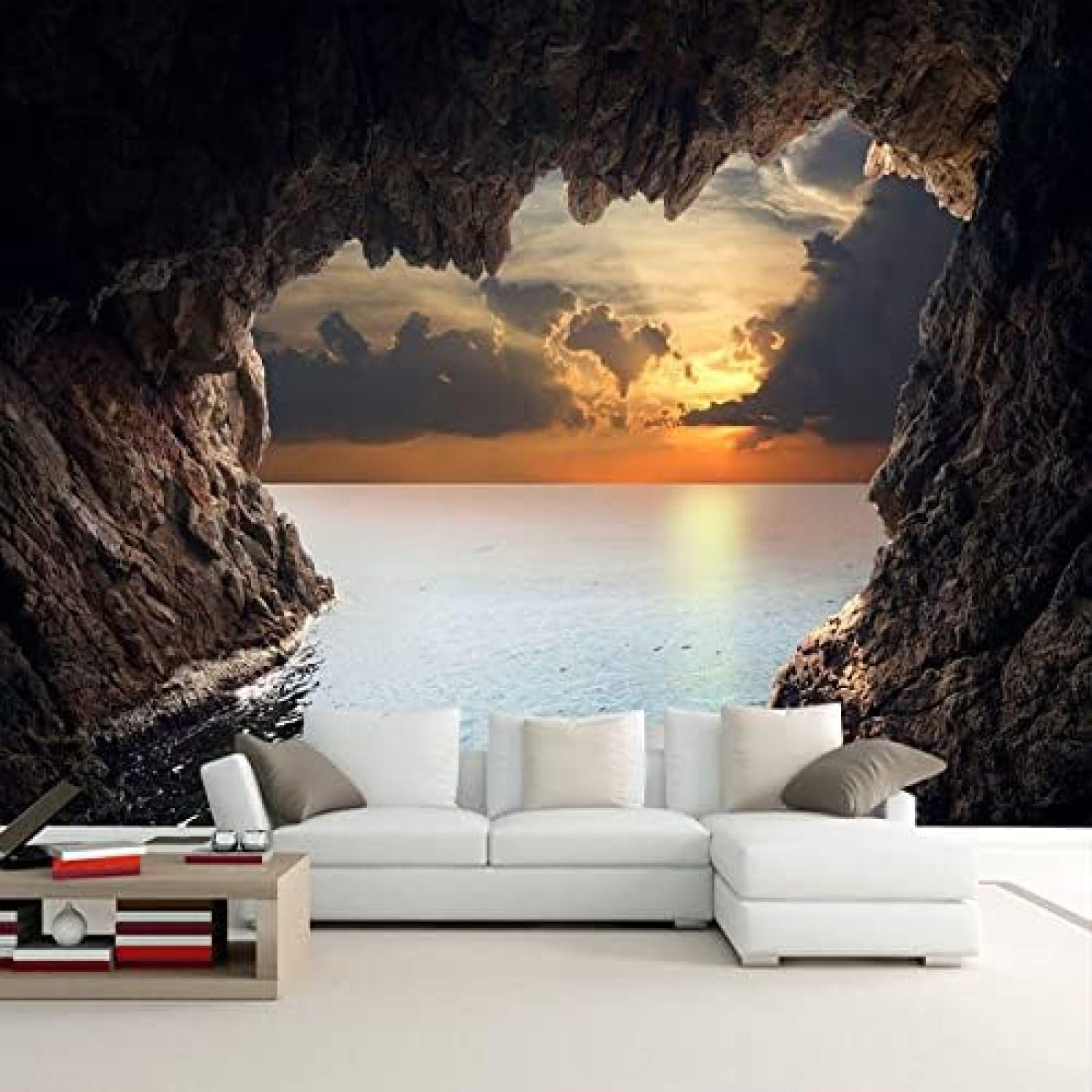 XLMING Meereslandschaft Sonnenaufgang 3D Tapete Wohnzimmer Sofa Schlafzimmer Esszimmer Home Dekoration Wand-350cm×256cm