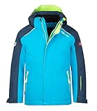 Trollkids Kinder Holmenkollen PRO wasserdichte Winterjacke Skijacke, Nachtblau/Vivid-Blau/Limegrün, Größe 98