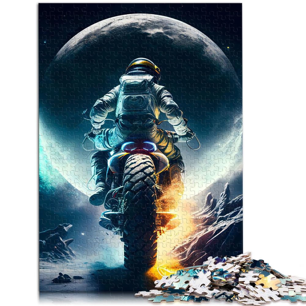 Puzzles Geschenke Spielzeug Mond Biker Astronautb für Erwachsene Puzzles 1000 Teile Holzpuzzle Stressabbau Staycation Zeit totschlagen 1000 Teile (50x75cm)