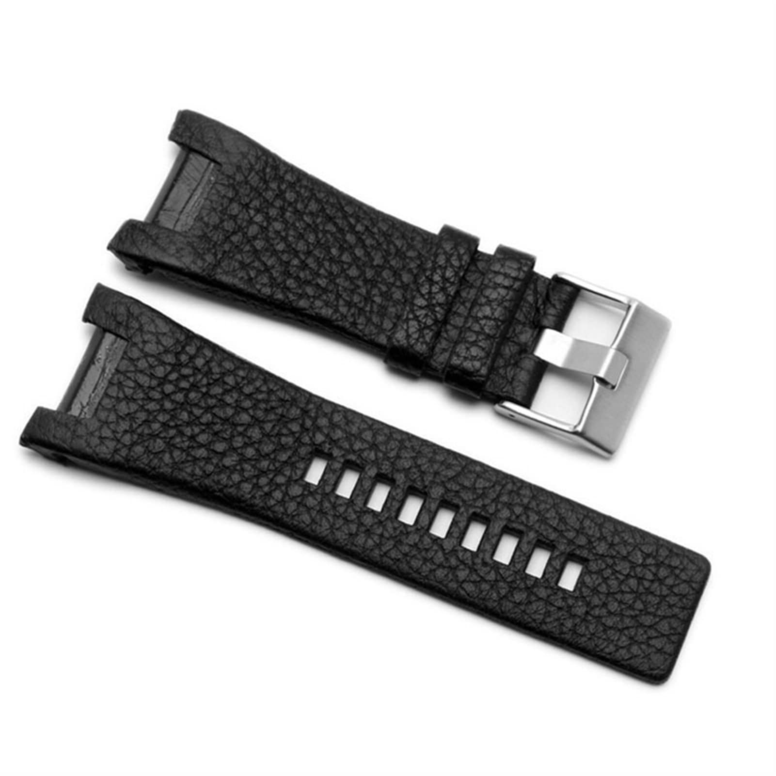 SCRUBY 32 * 17 mm echtes Leder mit Edelstahl -Verschluss Wachbandgurt Dedizierte Männer für Diesel DZ4246 DZ127 3B -Armband(Black,32-17mm silver clasp)