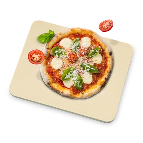 Feuerfest 123 - Pizzastein Cordierit Eckig 40x30x2 cm - Für Backofen, Grill & Gasgrill, Extra Dicker Backstein für knusprig & luftige Pizza, Pizzaplatte lebensmittelecht Keramik