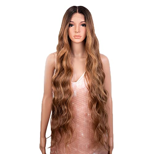 Perücken für Damen, hitzebeständig, synthetische Perücke, Lace-Front-Perücken, langer Körper, gewellte Spitze, braun, Ombré-Pink, Perücke, Cosplay-Perücken, hitzebeständig