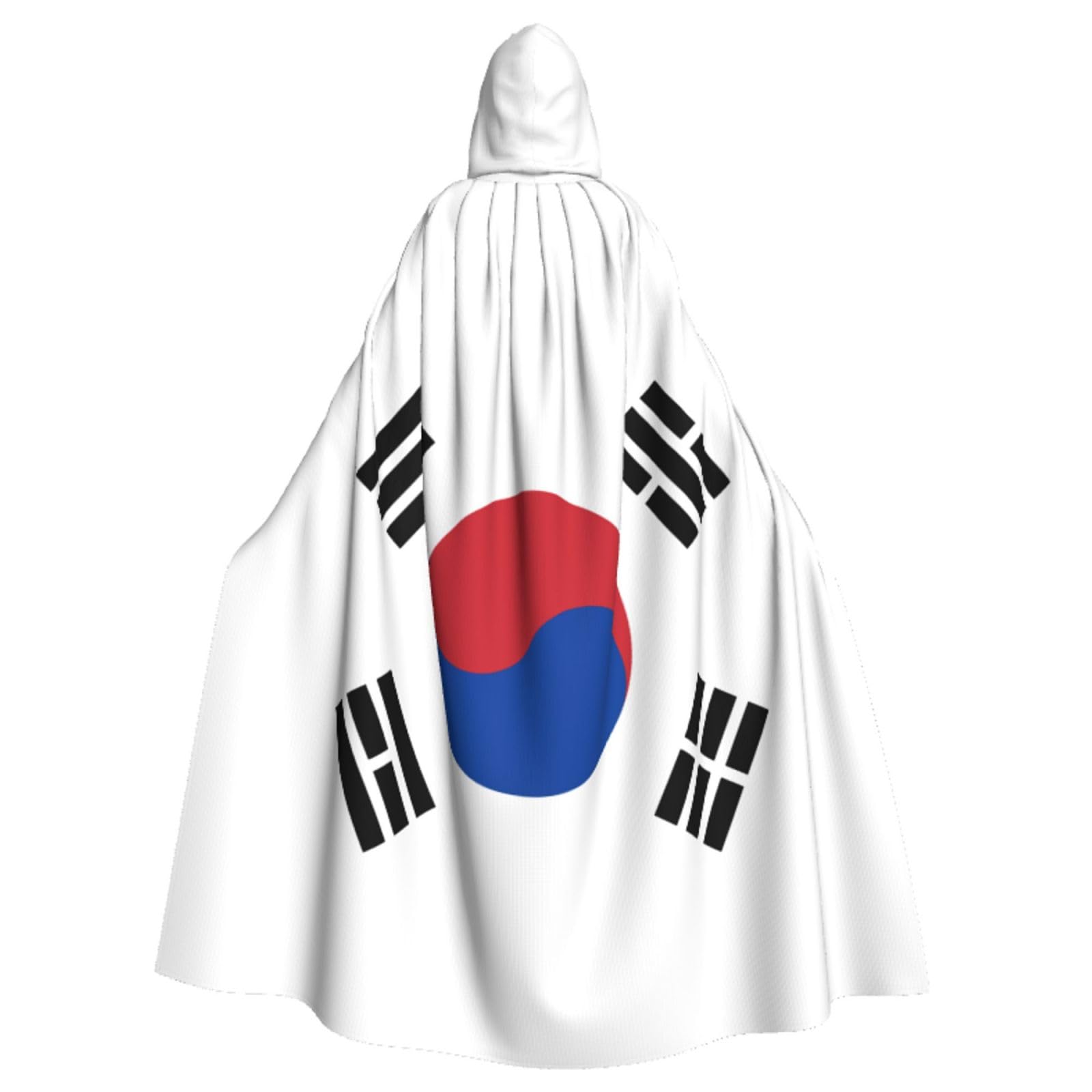 WURTON Umhang mit der Flagge der Republik Korea, bedruckt, Eleganz, Kapuzenumhang für Halloween, Karneval, Mottopartys, Cosplays, Erwachsene, Unisex