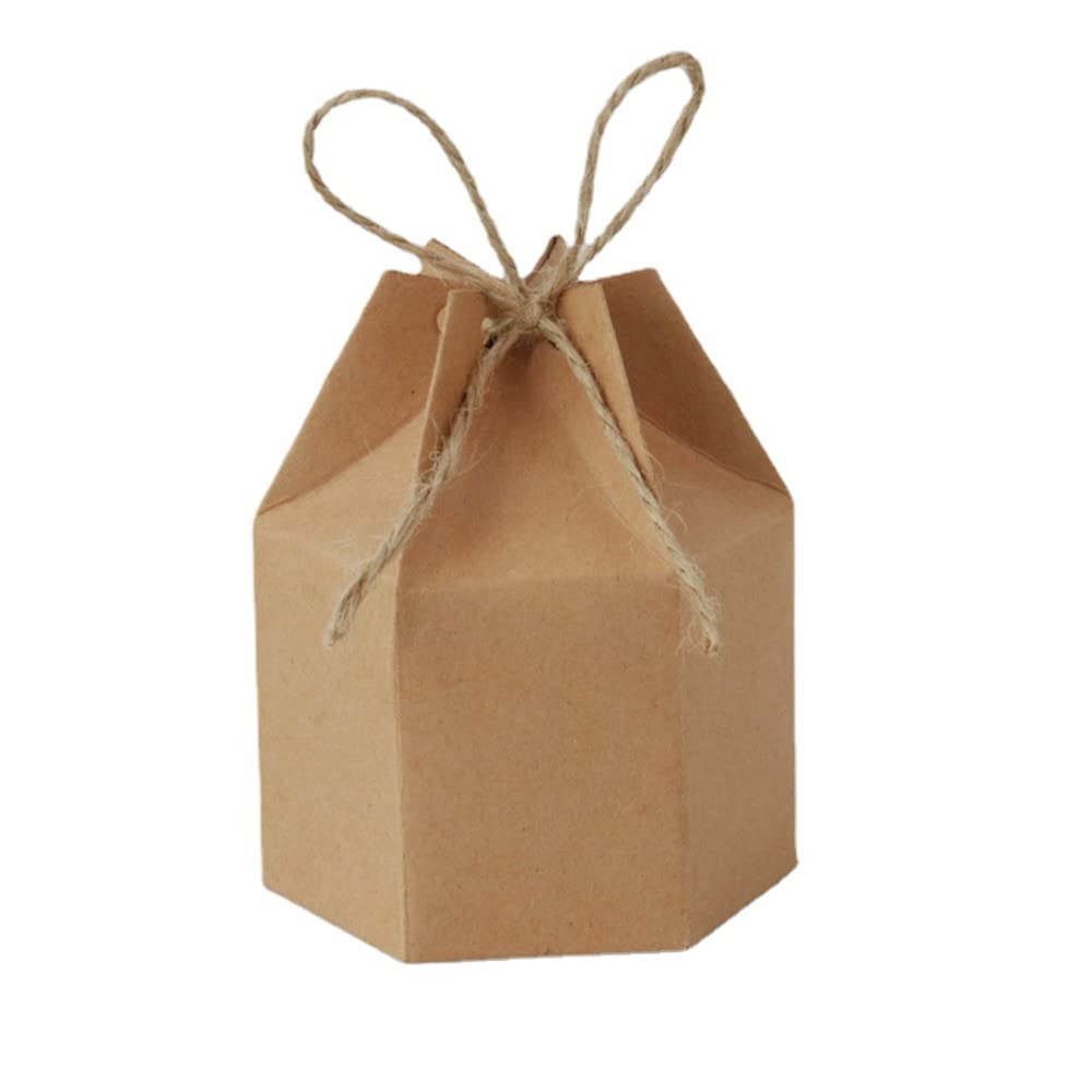 Schachtel der Gnade, Kerzenkiste verpackt, Hochzeitsbevorzugungsboxen aus Papier, Süßigkeiten-Box, sechseckige Geschenkbox for Brautparty, Babyparty, Verlobungsfeier, 50 Stück (Farbe: Khaki) (Farbe: K