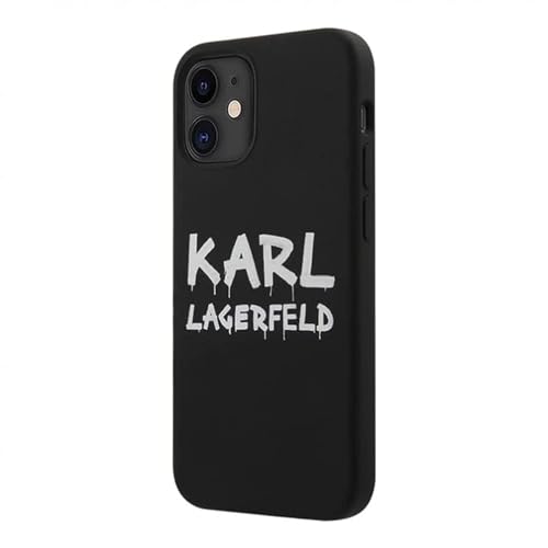 CG MOBILE Karl Lagerfeld Liquid Silicone Case Single Grafitti Logo Kompatibel mit Apple iPhone 12 Mini Schutzhüllen für Ihr Handy - Schwarz (5,4 Zoll)