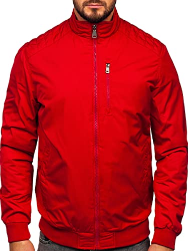 BOLF Herren Übergangsjacke Steppjacke Daunen-Optik Casual Elegant Leichte Frühlings Jacket Moderne Männer Jacke 1907 Rot L [4D4]