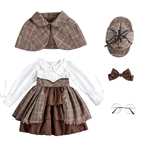 Qsvbeeqj Detektiv Kostüm Sherlocks Detektiv Outfit Britisches Preppy Cosplay Kostüm Halloween Kostüm Set Mädchen