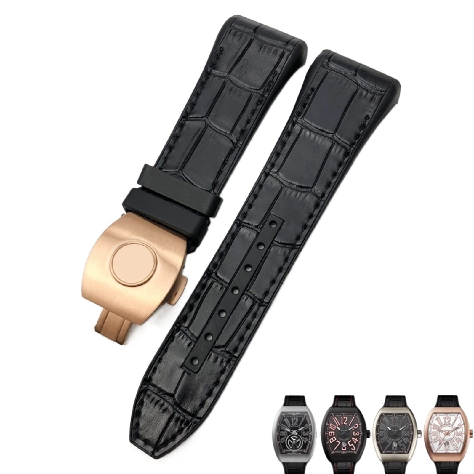 NEYENS Uhrenarmband für Franck Muller, 28 mm, Rindsleder, Silikon, Nylon-Gummi, Faltschnalle, Uhrenarmbänder für Herren, 28mm, Achat