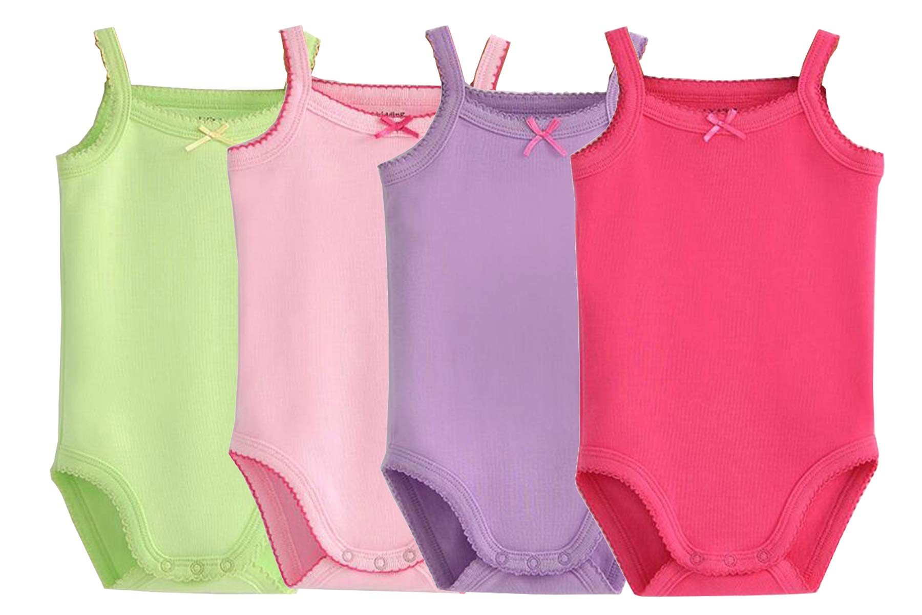 Unisex-Jumpsuit für Baby, Ärmellos, Baumwolle, Babybody, 4er Pack, Strick-Body für Kleinkinder Gr. 3-6 Monate, violett/rot/grün/rosa