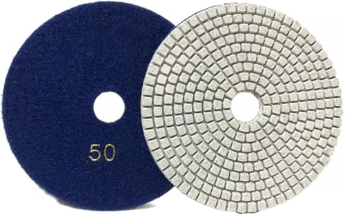 Keramikfliesen poliert, Schleifplatte, Diamant-Polierpads, 2 Stück, 5 Zoll, 125 mm, Diamant-Polierpad, trocken/nass, flexible Schleifscheiben for Polieren von Granit, Marmor, Stein, Schleifen, Schleif