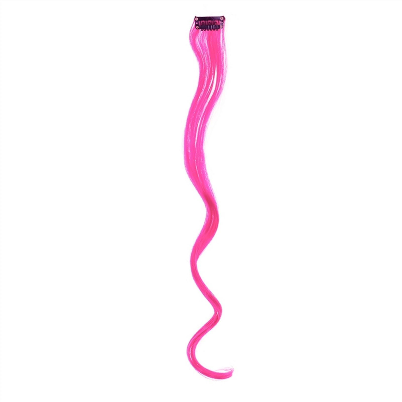 Clip-in-Haarverlängerungen Farbige Clip-in-Haarverlängerungen, 55,9 cm, Regenbogenfarben, lange, glatte Haarteile, Clip-in-Synthetik, Halloween, Cosplay, Mode, Party, Geschenk for Frauen und Mädchen C