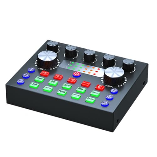 Sound-Mixer mit Stimmenwechsler, Soundkarte, LED-Licht für Karaoke-Streaming, Aufnahme, Podcasts, Live-Streaming