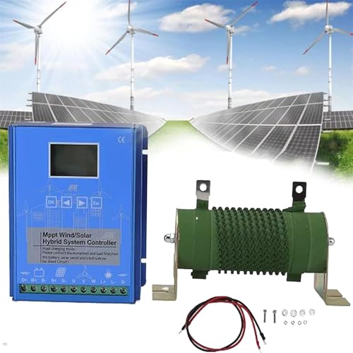 GLBMXDD 2800 W Wind-Solar-Hybrid-Laderegler 24 V/48 V MPPT-Boost-Laderegler mit LCD-Display und Dump Load,1200w